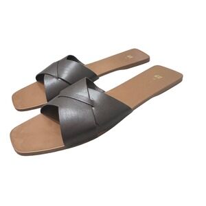 H M Women Brown Woven Slide Sandals Size 42